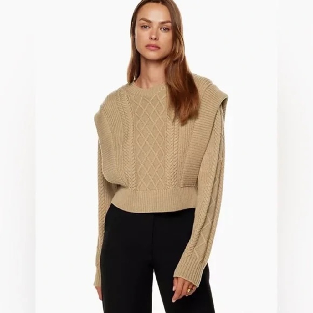 Women's Tan Cable Knit Sweater